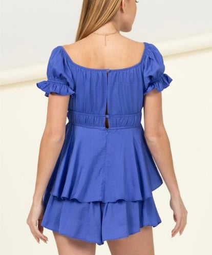 Blue Satin Romper