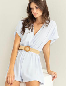 Light Blue Short Sleeve Romper