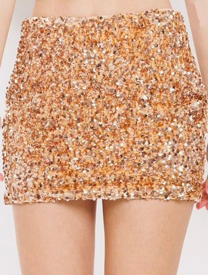 Golden Sequined Mini Skirt