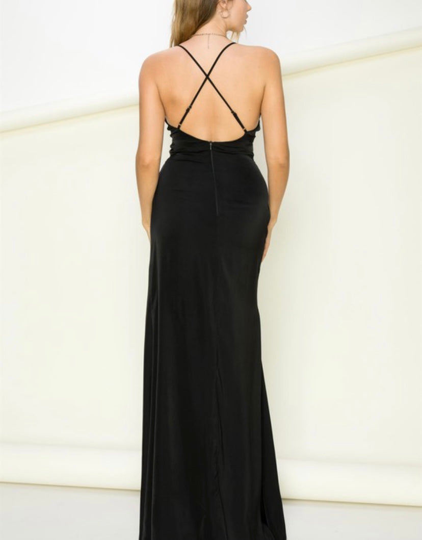 Black Long Satin Dress