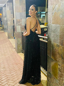 Black Sequined Long Dress