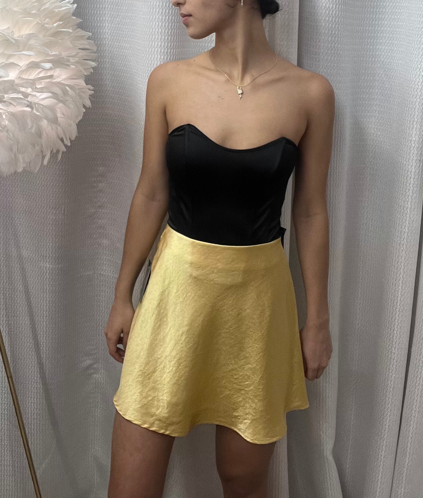 Satin Gold Mini Skirt