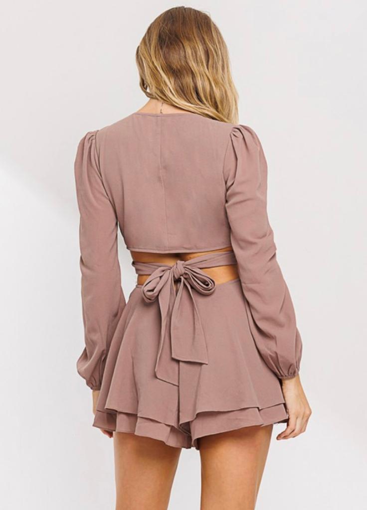 Mocha CutOut Long Sleeve Romper