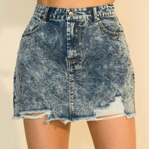 Denim Acid Mini Skirt