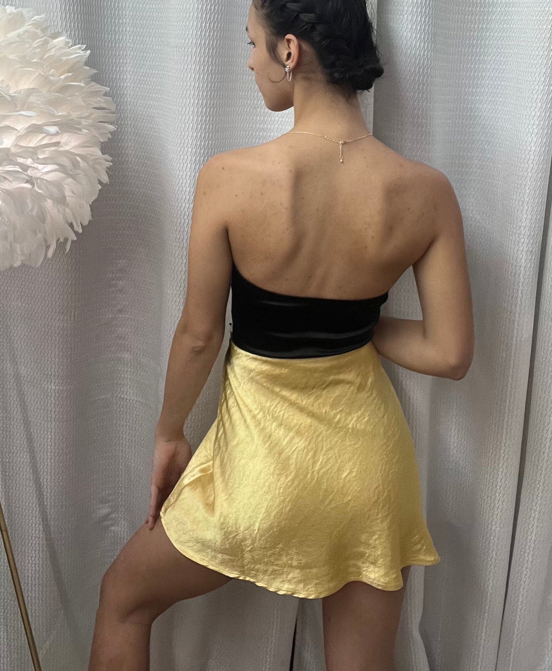 Satin Gold Mini Skirt