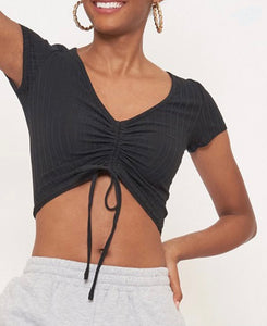 Black Ruched Crop Top