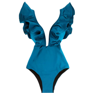 Ruffles Teal One Piece Swimsuit