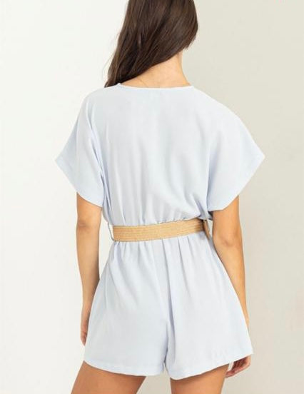 Light Blue Short Sleeve Romper