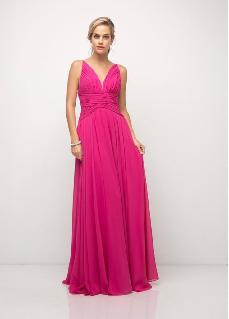 Fuchsia Pleated Long Dress