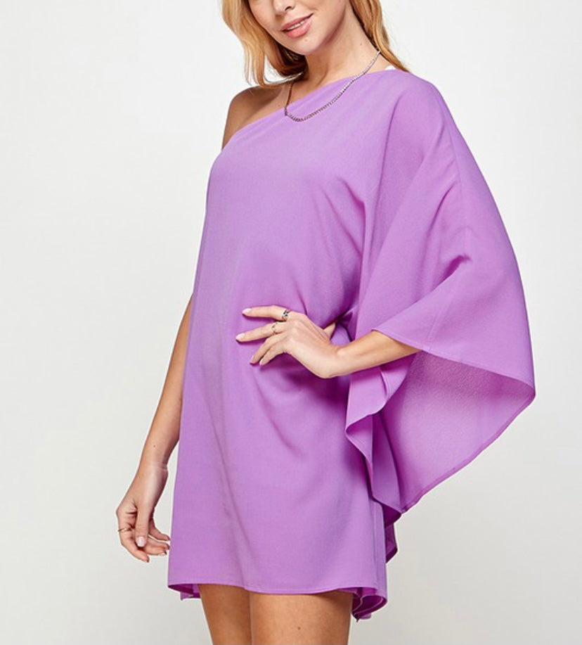 Lavender One Shoulder Tunic Dress