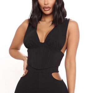 Black V Neck Corset