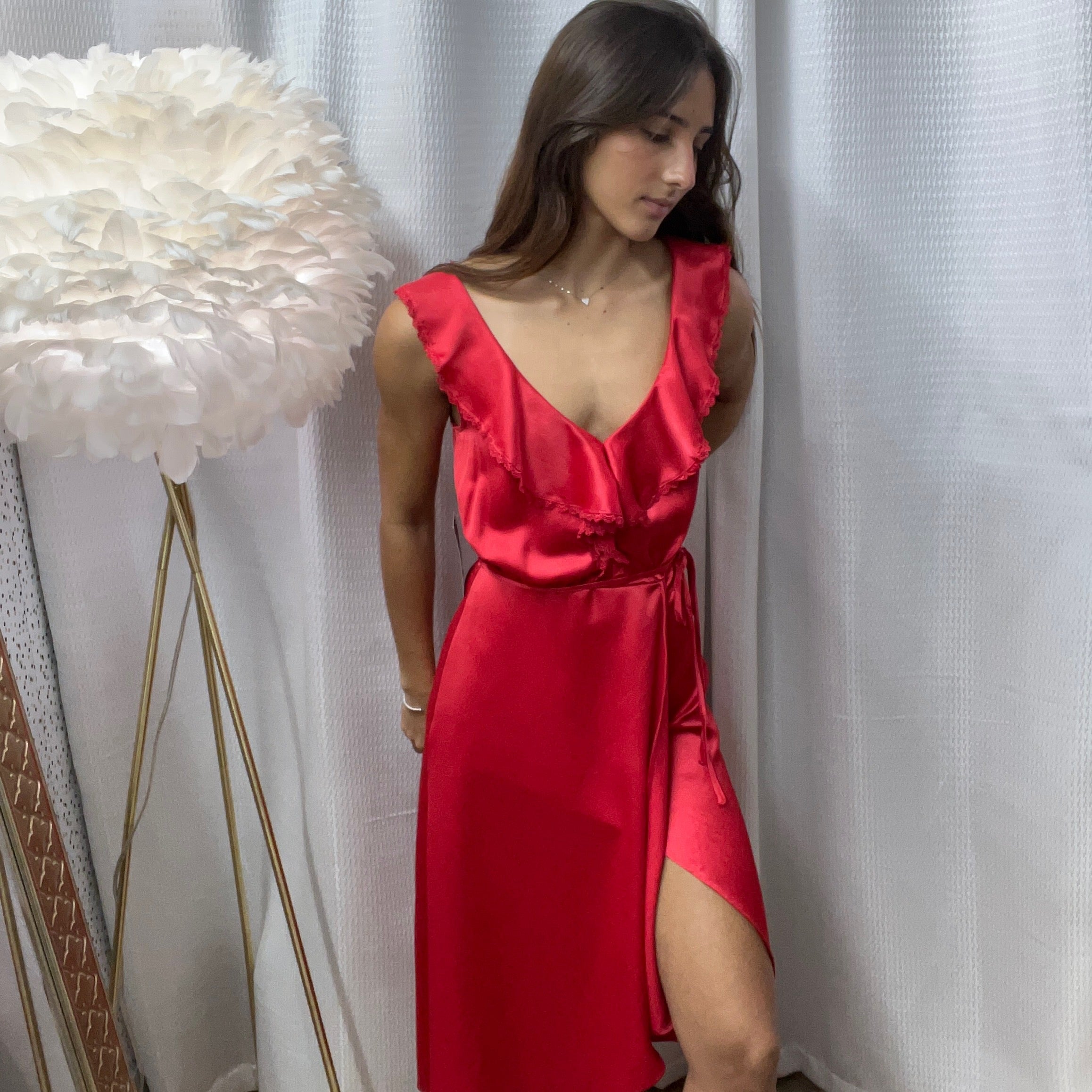 Slit Red Dress