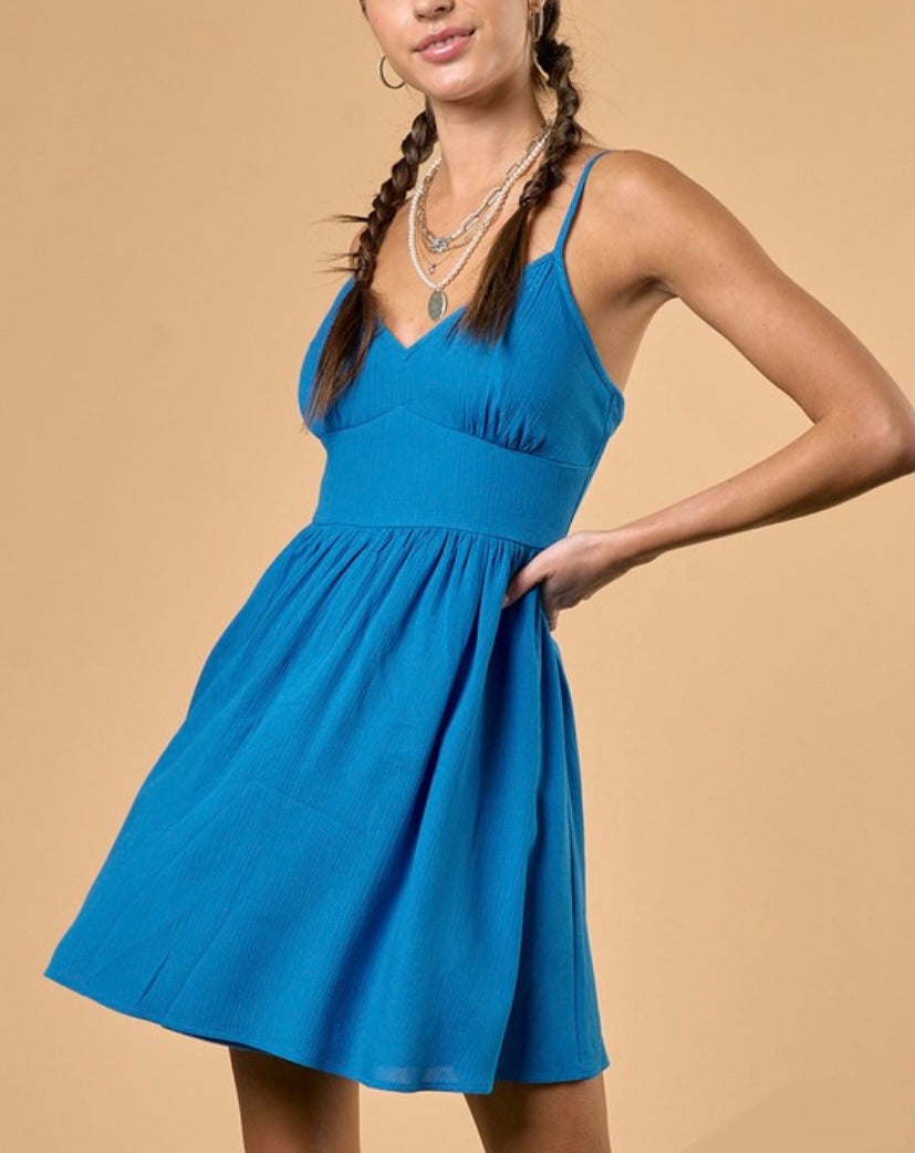blue short flowy dress Cjfdfy Women's Summer Mini Tie Up Backless Ruffle Strap Dresses for Graduation Party Beach Casual Sundress (Blue, S) at Amazon Women's Clothing store going out Short and Flowy Homecoming Dresses