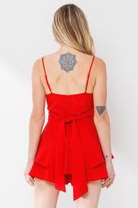 Red Spaghetti Strap Romper