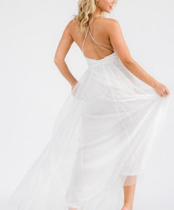 White Long Formal Tulle Dress