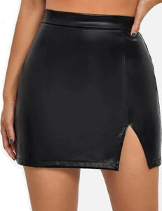 Black Faux Leather Mini Skirt