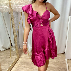 Magenta Satin Dress