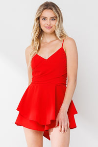 Red Spaghetti Strap Romper