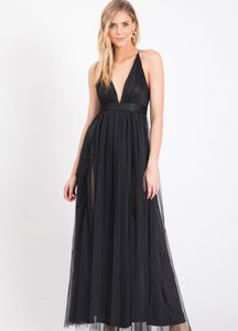 Black Long Formal Tulle Dress