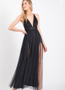 Black Long Formal Tulle Dress