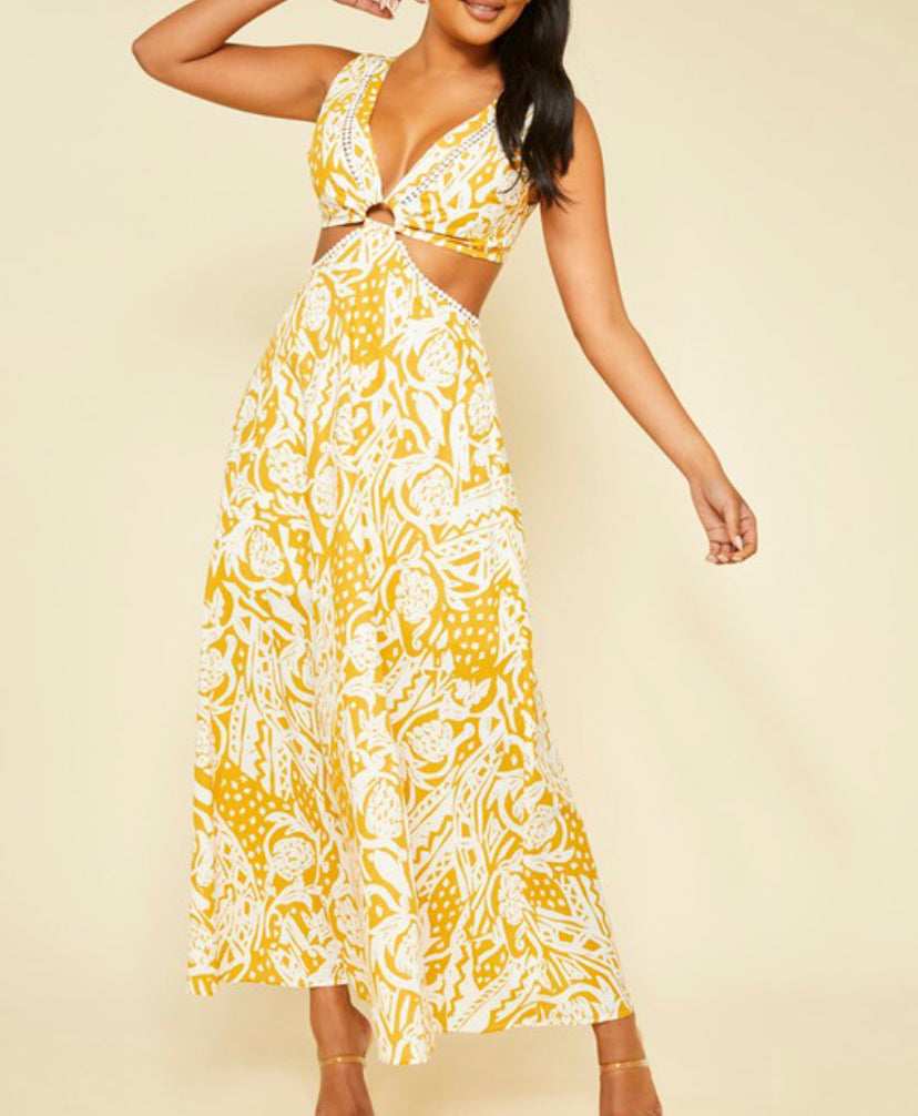 White and Green Cutout Dress MODALIER White and Green Cutout Dress MODALIER