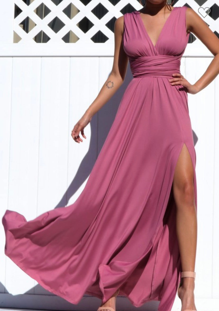 Mauve Long Formal Multiway Dress