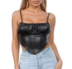 Black Faux Leather Corset