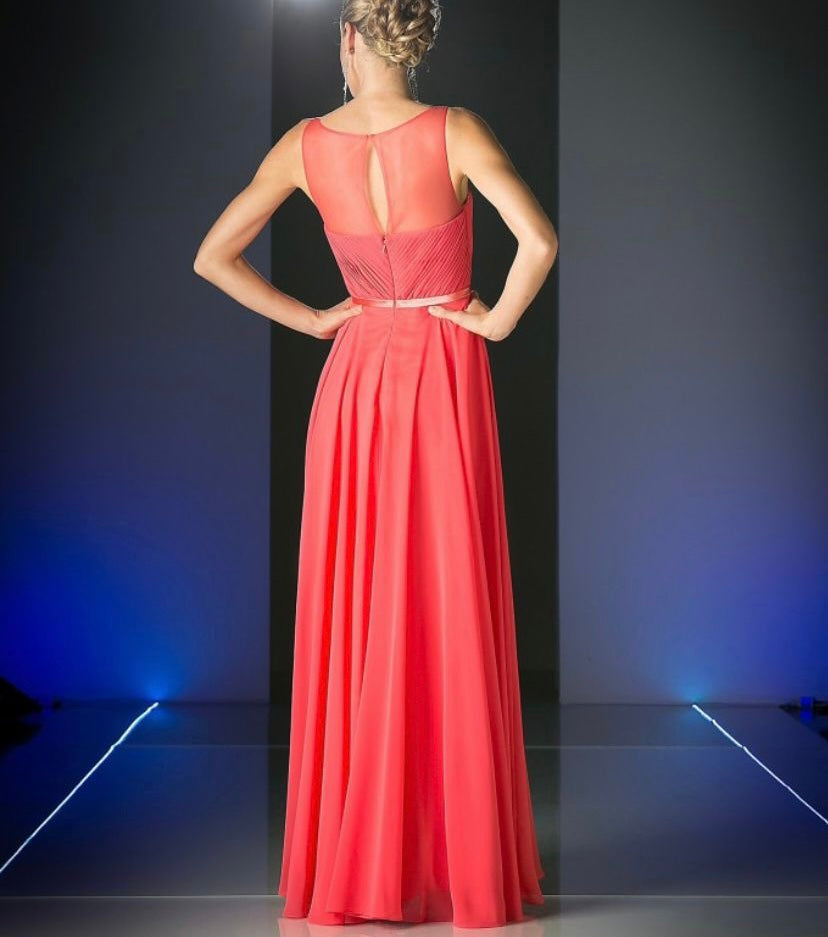 Coral Draped Formal Dress