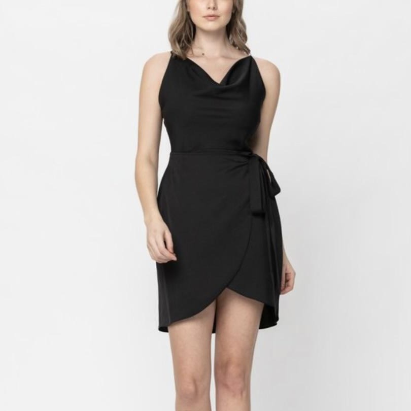 Black Cowl Neck Tulip Dress