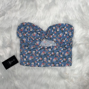 Twisted Strapless Floral Crop Top