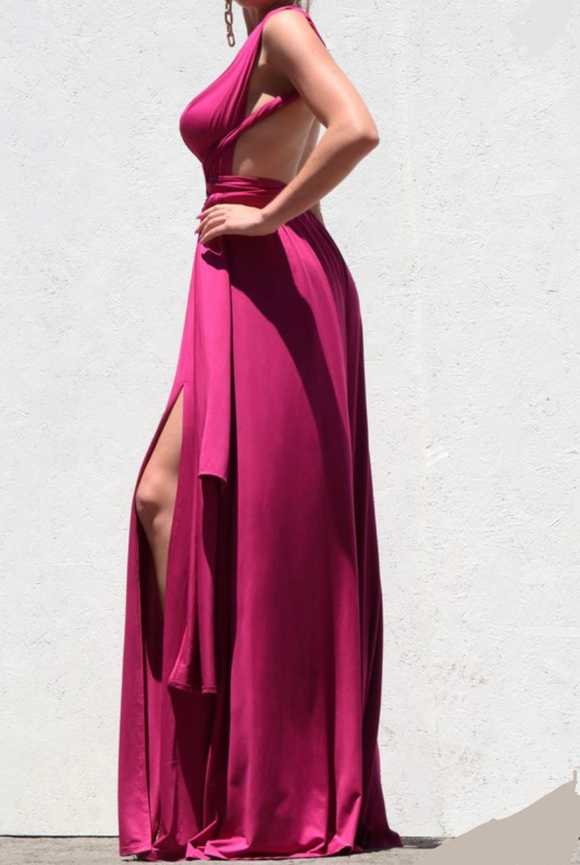 Magenta Long Formal Multiway Dress