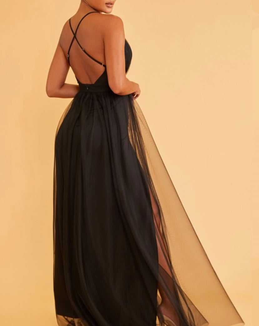 Black Long Formal Tulle Dress