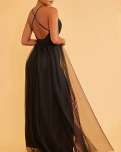 Black Long Formal Tulle Dress