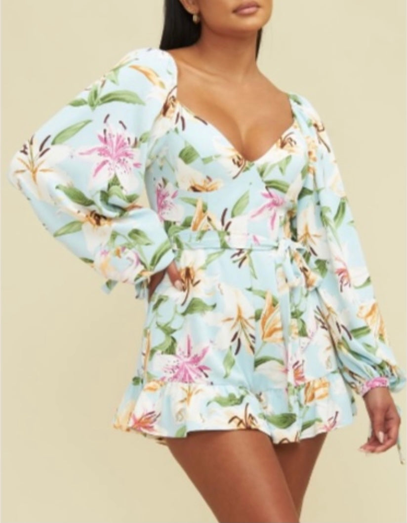 Floral Baby Blue Romper