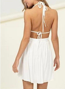 White V Neck Short Dress