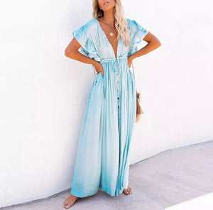 Light Blue Linen Coverup Dress