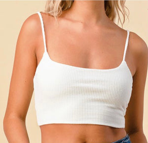 Ribbed White Crop Top