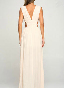 Ivory Side Cutout Long Dress