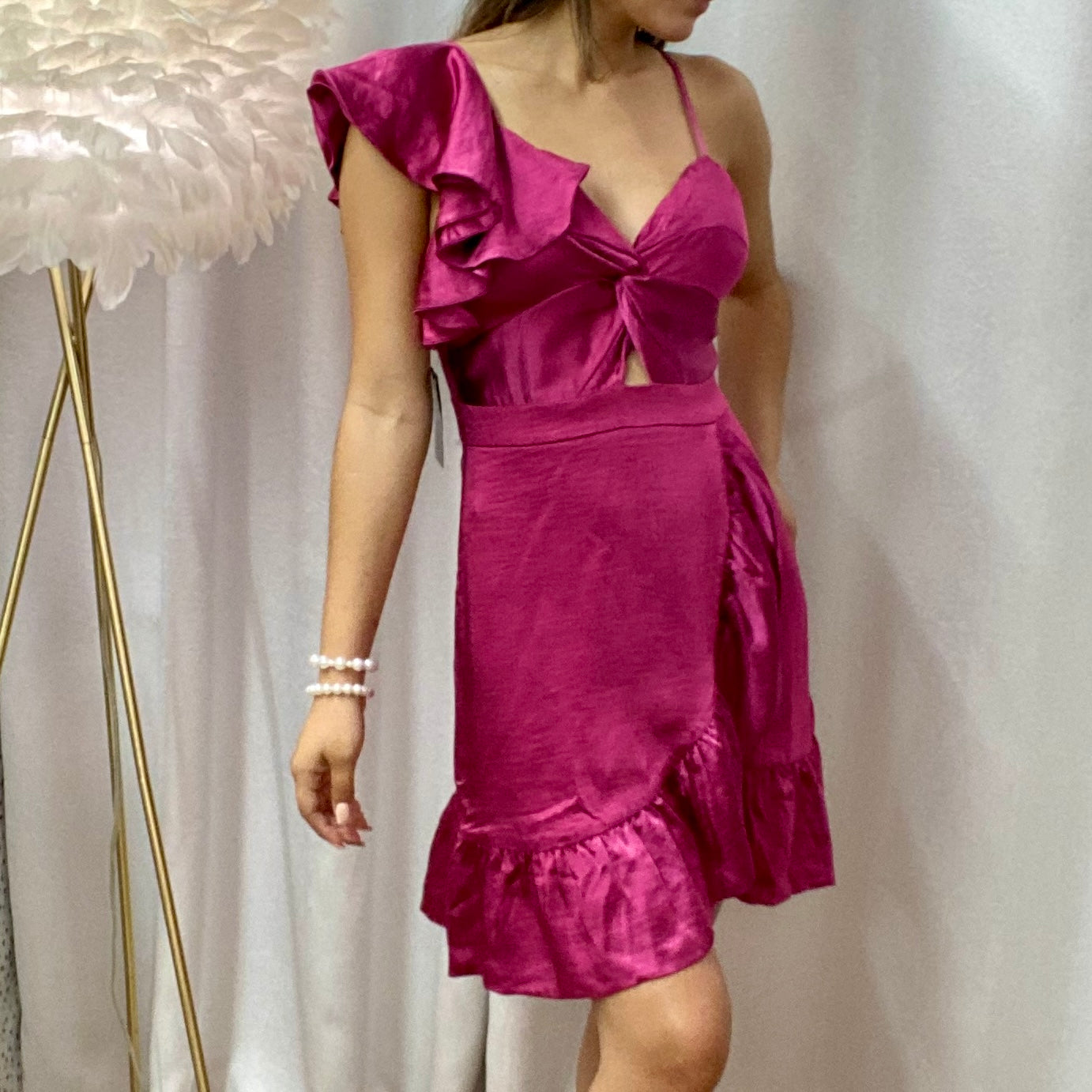 Magenta Satin Dress