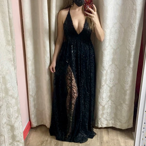 Black Sequined Long Dress