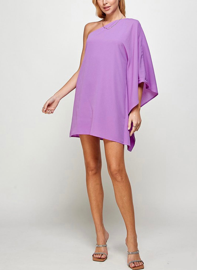 Lavender One Shoulder Tunic Dress