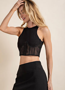 Black Mesh Corset Top