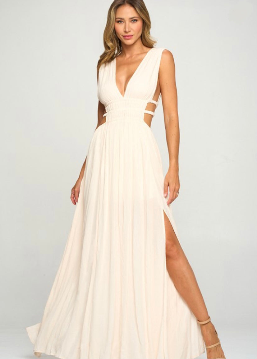 Ivory Side Cutout Long Dress