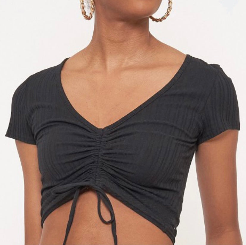 Black Ruched Crop Top