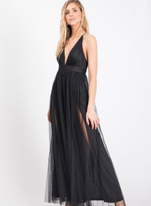 Black Long Formal Tulle Dress