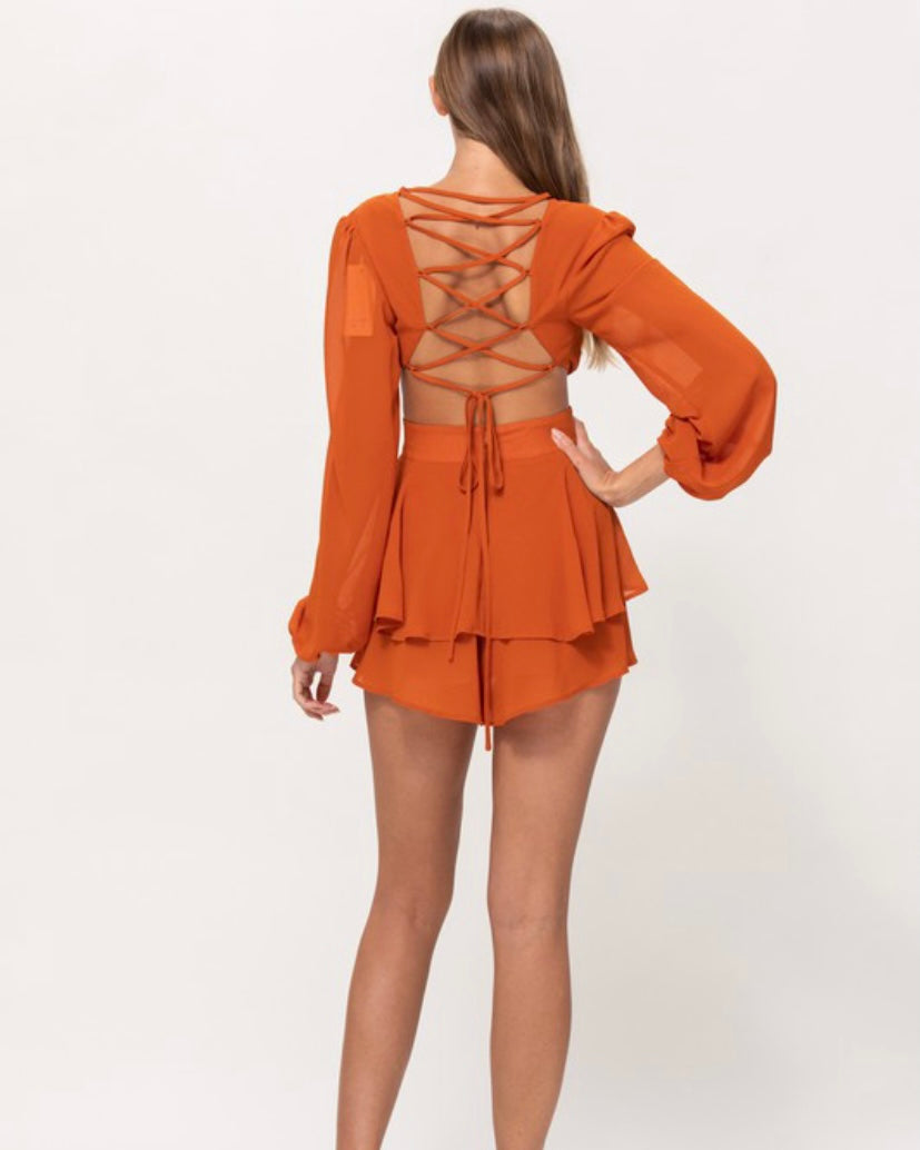 Terra Cotta Gorgeous Back Romper