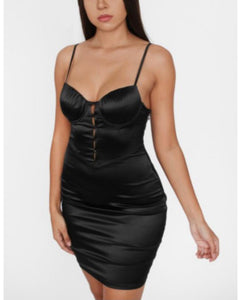 Black Satin Corset Dress