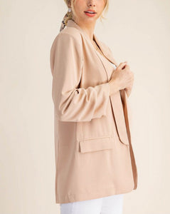 Taupe Ruched Sleeve Blazer