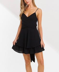 Black Spaghetti Straps Crossed Dress