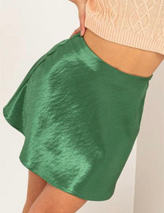 Satin Green Mini Skirt